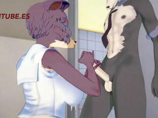 Beastars Furry Yiff Hentai Legosi Juno onanerende, titty ryk og anal med sperm på hendes bryster og røv